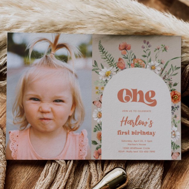 Wildblume Foto Einladung zum ersten Geburtstag (Von Creator hochgeladen)