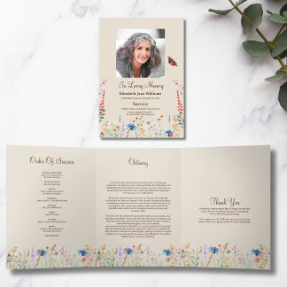 Wildblume Foto Tri-Fold Beerdigung Programm