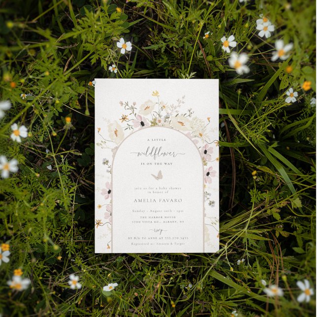 Wildblume Frame Baby Dusche Einladung (Von Creator hochgeladen)
