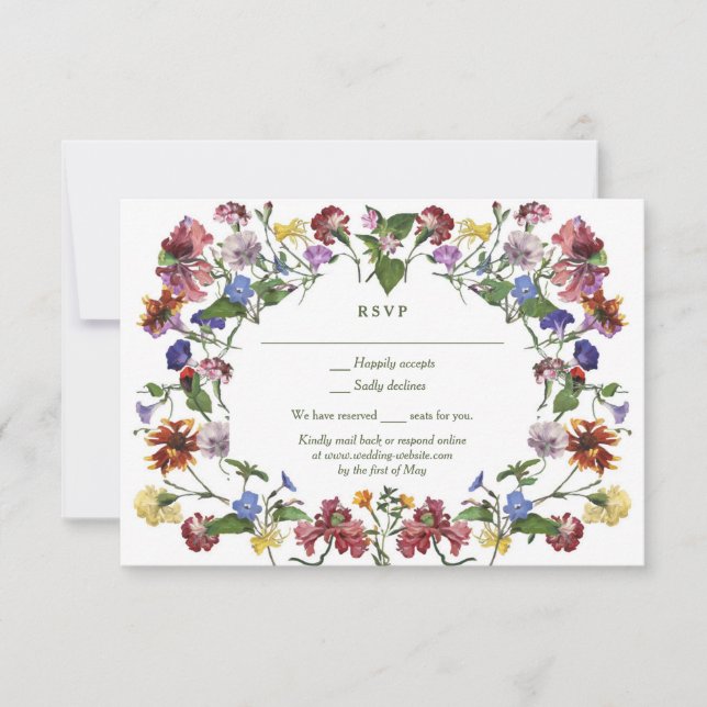 Wildblume Frame Rustic Boho Wedding RSVP Karte (Vorderseite)