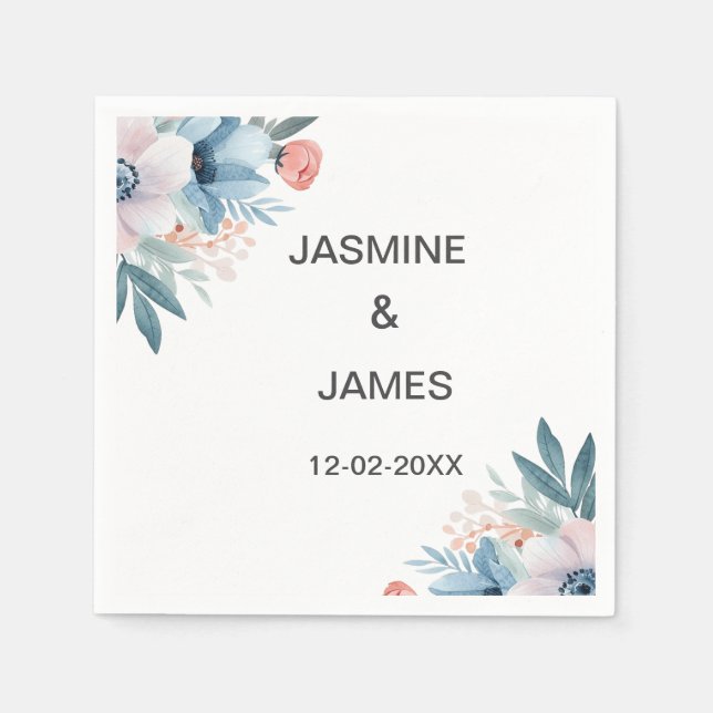 Wildblume Frame Wedding Napkins Serviette (Vorderseite)