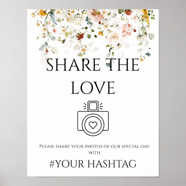Wildblume Freigeben der Liebe Hashtag-Zeichen Poster (Vorne)