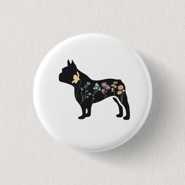 Wildblume French Bulldog Button (Vorderseite)