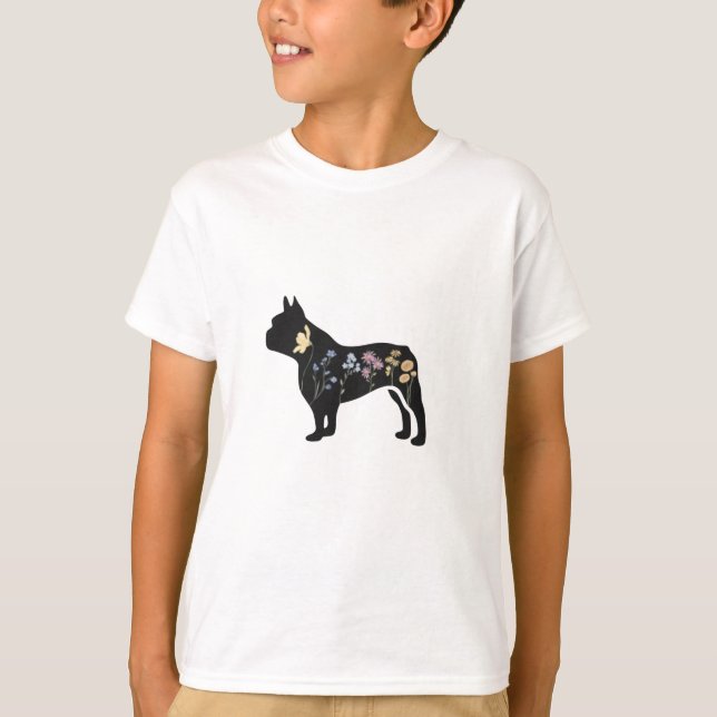 Wildblume French Bulldog T-Shirt (Vorderseite)