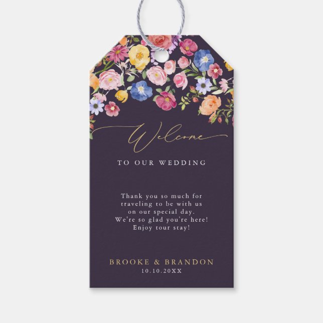 Wildblume Fruchtsaison Meadogarten Hochzeit I Geschenkanhänger (Vorderseite)