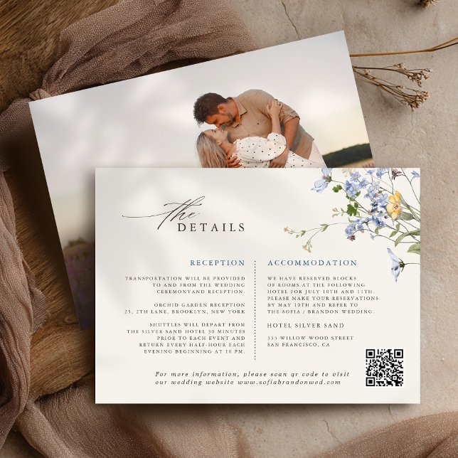 Wildblume Frühjahr Begleitkarte (Colorful Spring Wildflower Meadow Garden Wedding details Enclosure Card)