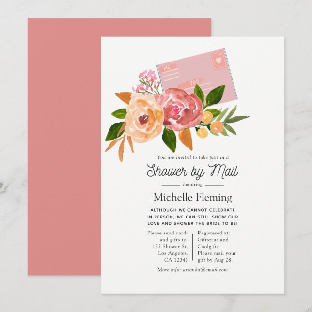 Wildblume Frühjahr Brautparty per Post Einladung (Vorne/Hinten)