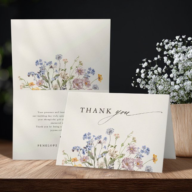 Wildblume Frühjahr Dankeskarte (Colorful Spring Wildflower Meadow Garden Wedding Thank You Card)