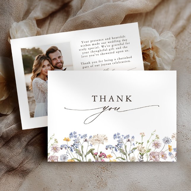 Wildblume Frühjahr Dankeskarte (Colorful Spring Wildflower Meadow Garden Wedding Thank You Card)