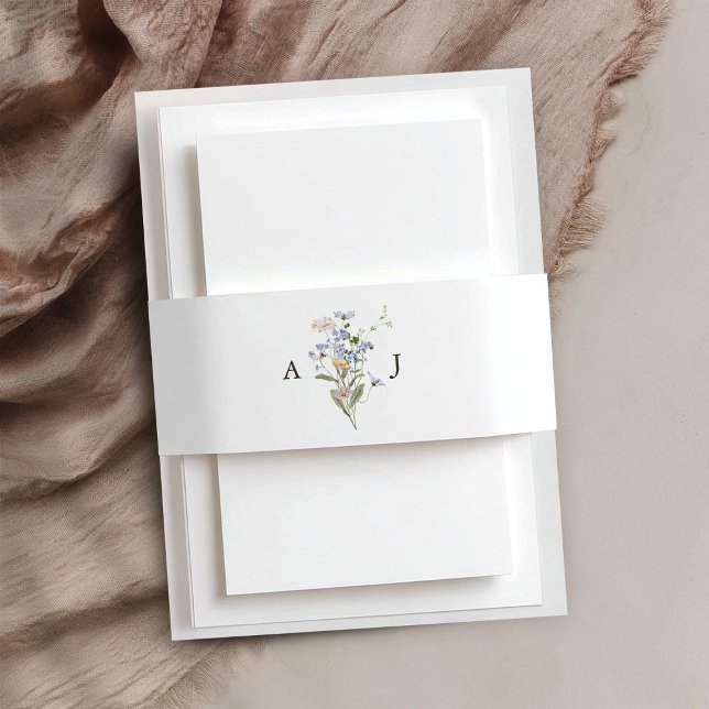 Wildblume Frühjahr Einladungsbanderole (Colorful Spring Wildflower Meadow Garden Wedding Invitation Belly Band)