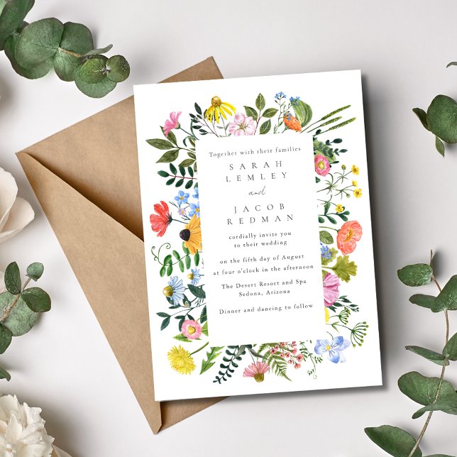 Wildblume Frühjahr SommerHochzeit im Freien Einladung (Wildflower Spring Summer Outdoor Wedding Invitation )