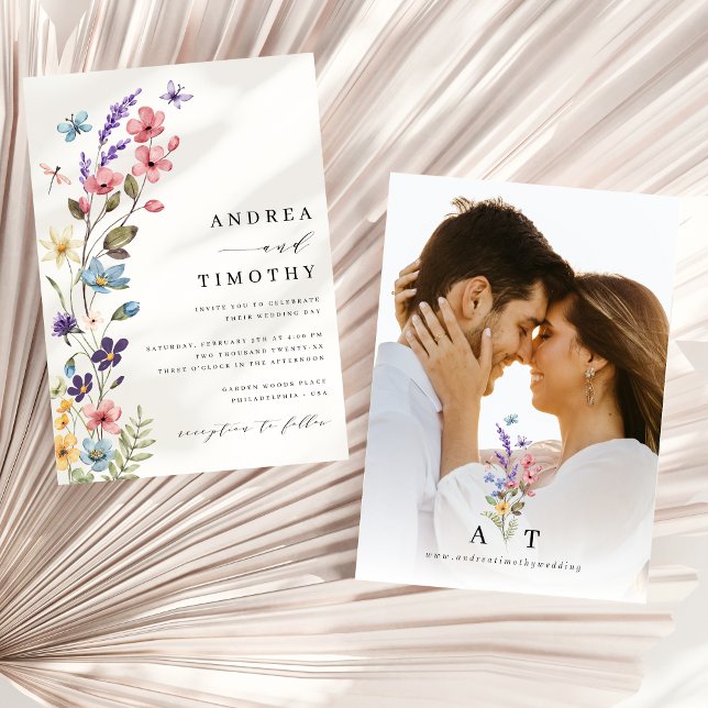 Wildblume Frühjahr Sommermonographie Hochzeitsfeie Einladung (Von Creator hochgeladen)