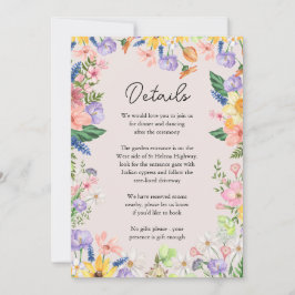 Wildblume Frühjahrskarte mit Details zur Hochzeits Einladung