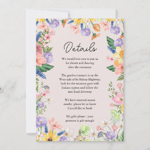 Wildblume Frühjahrskarte mit Details zur Hochzeits Einladung
