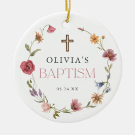 Wildblume Frühlingsflorale Girl-Taufe Keramik Ornament