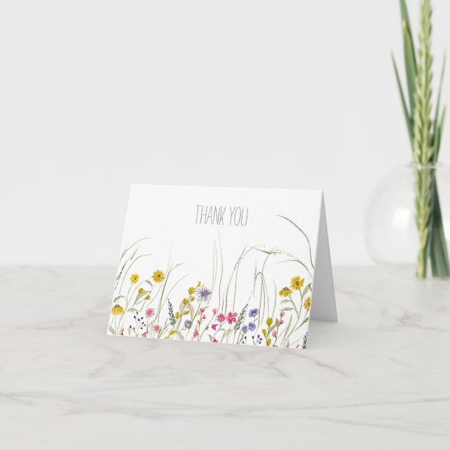 Wildblume für Aquarellfarben dank Karte - Unbedach (Vorderseite)
