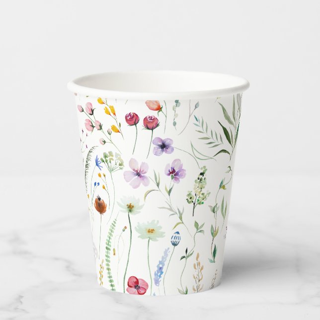 Wildblume für Aquarellpapier Pappbecher (Vorderseite)