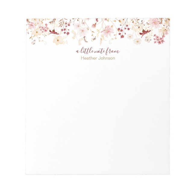 Wildblume für Burgund und Blush Notizblock (Vorderseite)