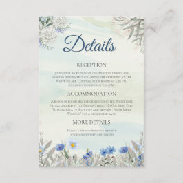 Wildblume für Hochzeiten in Aquarellblau Begleitkarte