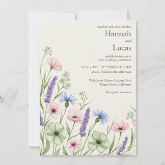 Wildblume für Hochzeiten von Aquarellfarben Einladung