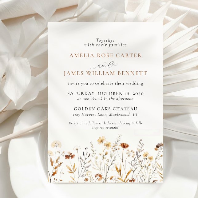 Wildblume für Wasserfarben Herbst-Wiese-Hochzeit Einladung (Watercolor Meadow Autumn Fall Wildflower Wedding Invitation)
