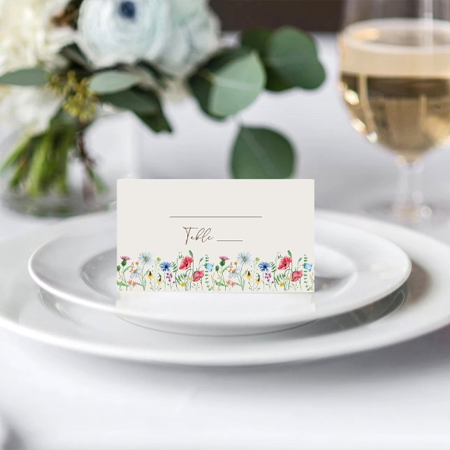 Wildblume Garden Beige Hochzeit geflochtene Platzk Platzkarte (Von Creator hochgeladen)