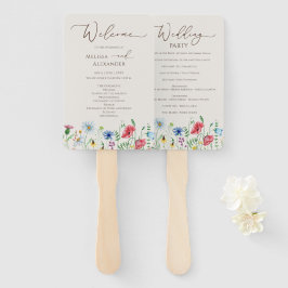 Wildblume Garden Beige Hochzeitsprogramm Handfan Fächer