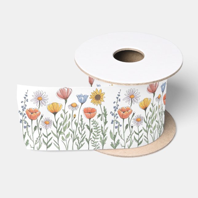 Wildblume Garden Blumenstrauß Blume Blume Muster Satinband (Spule)