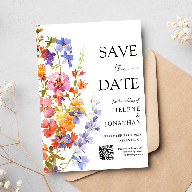 Wildblume Garden Boho Floral Elegante Hochzeit Save The Date (Wildflower Garden Boho Floral Elegant Wedding Save The Date)