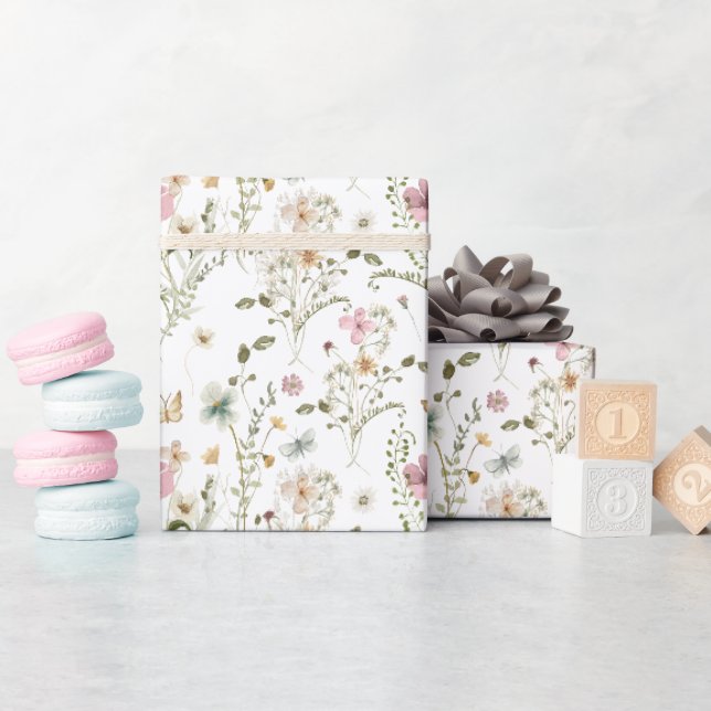 Wildblume Garden Butterfly Geschenkpapier (Babyparty)
