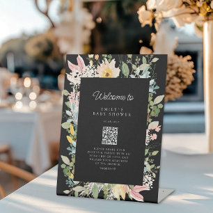 Wildblume Garden Charm Babydusche QR-Code Sockelschild