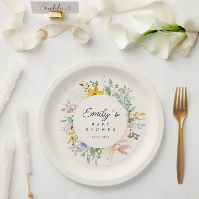 Wildblume Garden Charm | Babyparty Pappteller (Hochzeit)