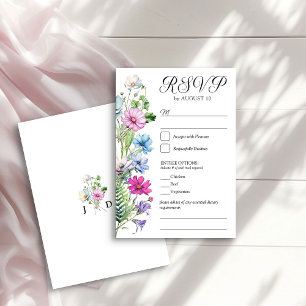 Wildblume Garden Floral Wedding und Entree Option RSVP Karte