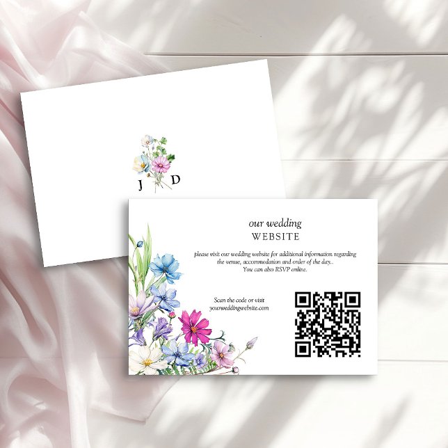 Wildblume Garden Floral Wedding Website QR Code Begleitkarte (Wedding Website Card with qr code from the Wildflower Garden Wedding Collection by Darling & May)