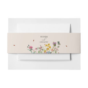 Wildblume Garden & Insekten Hochzeit Einladungsbanderole
