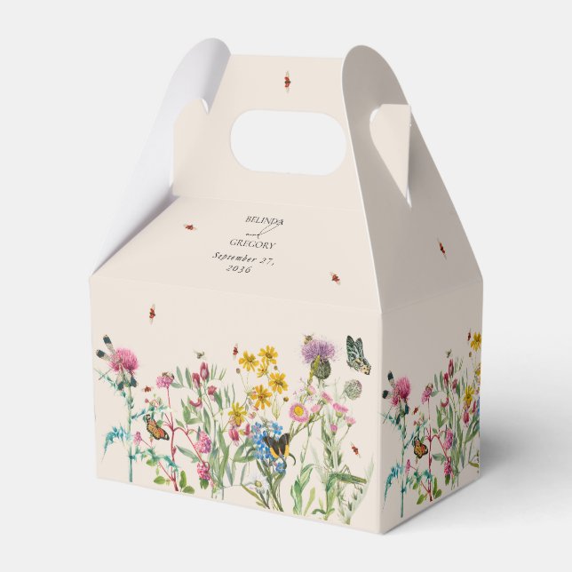 Wildblume Garden & Insekten Hochzeit Geschenkschachtel (Vorderseite)