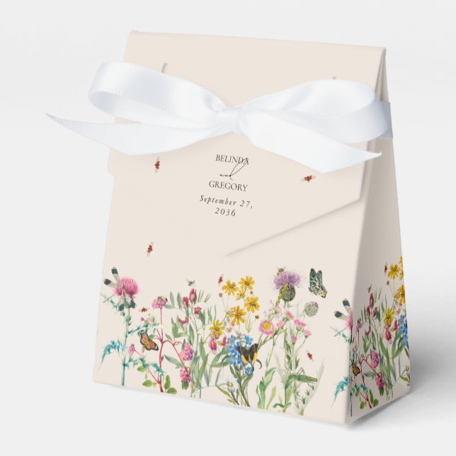 Wildblume Garden & Insekten Hochzeit Geschenkschachtel (Vorderseite)
