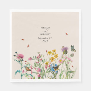 Wildblume Garden & Insekten Hochzeit Serviette