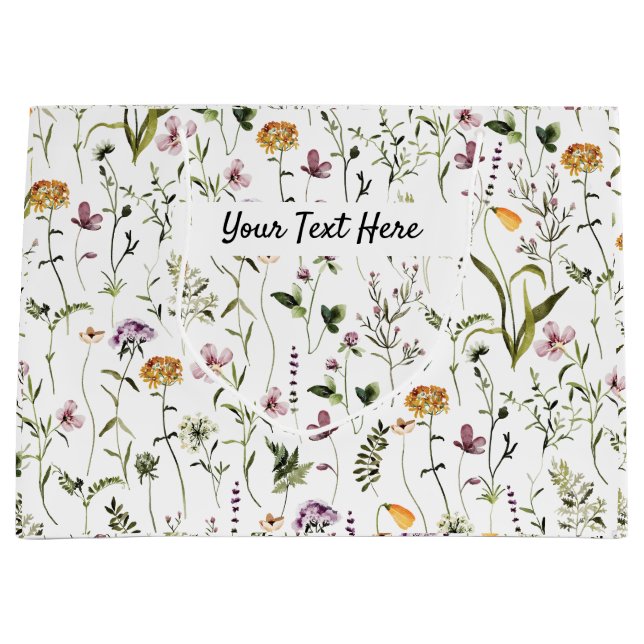 Wildblume Garden Muster Custom Gift Bag Große Geschenktüte (Vorderseite)