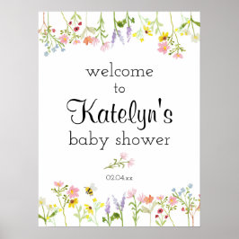Wildblume Garden Party Kinderdusche Begrüßungszeic Poster