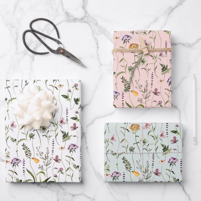 Wildblume Garden Pattern Geschenkpapier Set (Vorderseite)