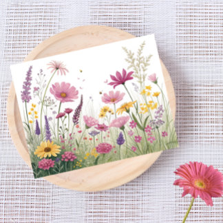 Wildblume Garden Postcard - Rosa, Gelb und Lila Postkarte
