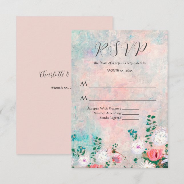 Wildblume Garden Wasserfarbenfrohe Hochzeit RSVP Karte (Vorne/Hinten)