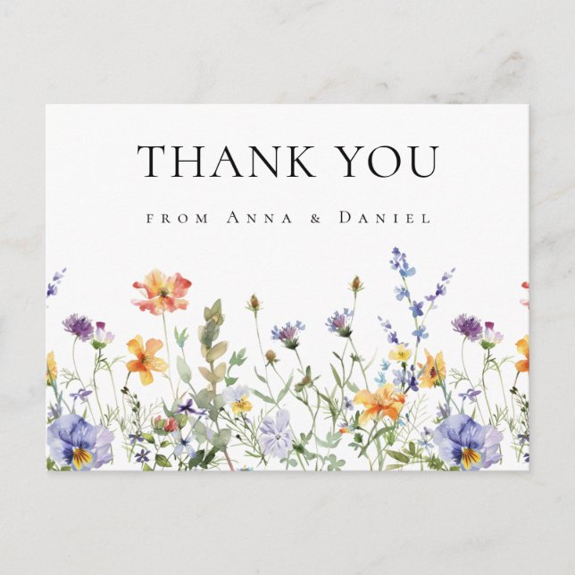 Wildblume Garden Wedding Danke Postcard Einladungspostkarte (Vorderseite)