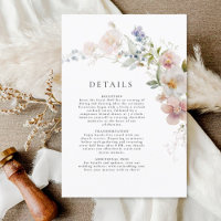 Wildblume Garden Wedding Details Eintrittskarte