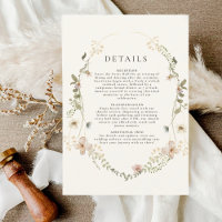 Wildblume Garden Wedding Details Eintrittskarte