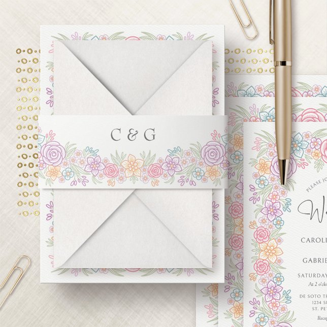 Wildblume Garden Wedding Einladungsbanderole (Von Creator hochgeladen)