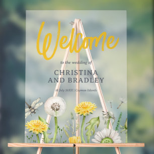 Wildblume Garden Wedding Willkommen Mattiert Acrylschild