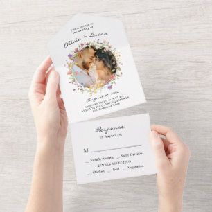 Wildblume Garden Wreath Wedding All In One Einladung