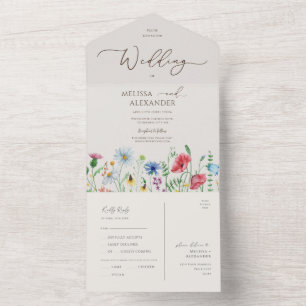 Wildblume Garten Hochzeit Beige Siegel und senden All In One Einladung